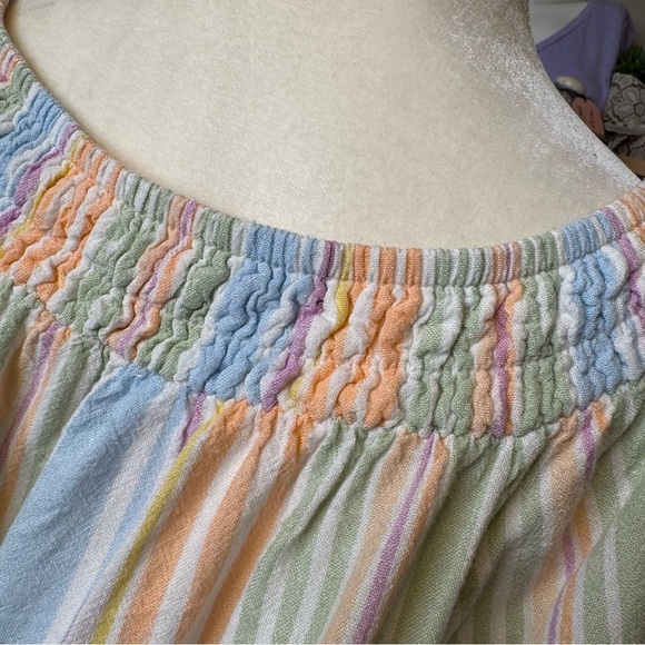 Blue and Pink Relaxed Blouse with Gathered Neckline - Picture 5 of 8